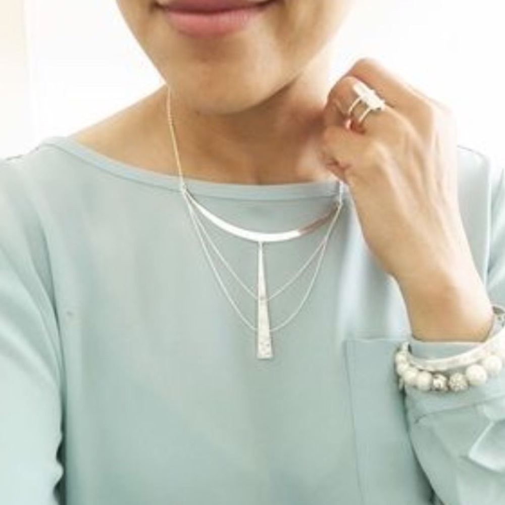 Stella & Dot | Reversible Silver + White Howlite Swag Necklace - Picture 5 of 8